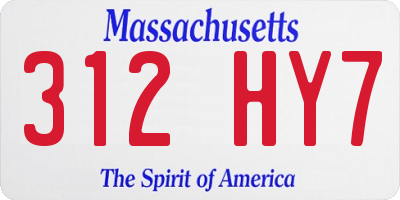 MA license plate 312HY7