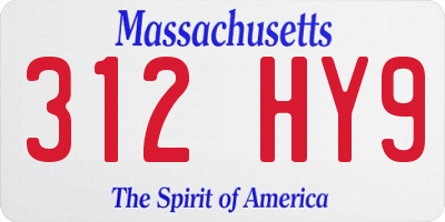 MA license plate 312HY9