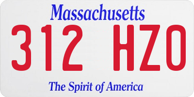 MA license plate 312HZ0