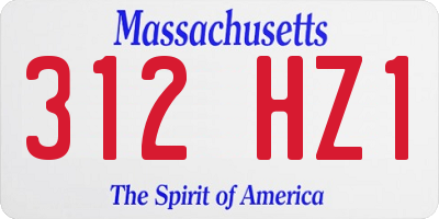 MA license plate 312HZ1