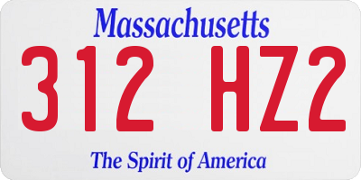 MA license plate 312HZ2