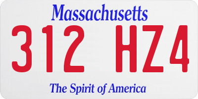 MA license plate 312HZ4