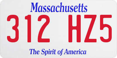 MA license plate 312HZ5