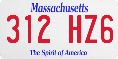 MA license plate 312HZ6