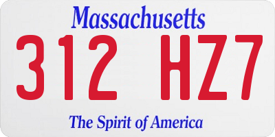 MA license plate 312HZ7