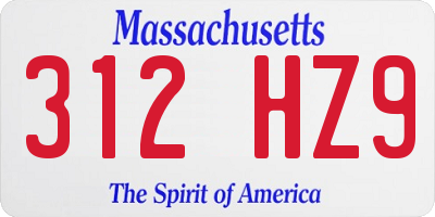 MA license plate 312HZ9