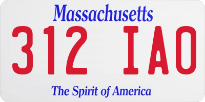 MA license plate 312IA0