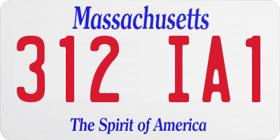MA license plate 312IA1