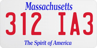 MA license plate 312IA3