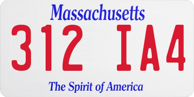 MA license plate 312IA4