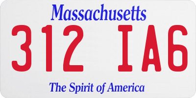 MA license plate 312IA6