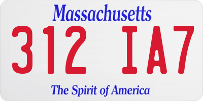 MA license plate 312IA7