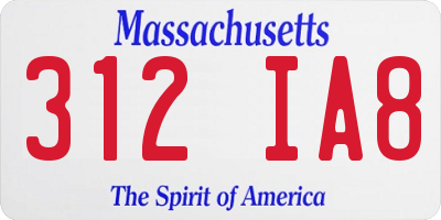 MA license plate 312IA8