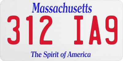 MA license plate 312IA9