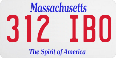 MA license plate 312IB0