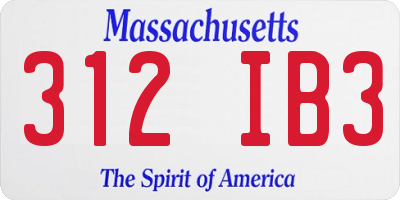MA license plate 312IB3