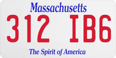 MA license plate 312IB6