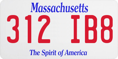 MA license plate 312IB8