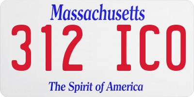MA license plate 312IC0