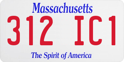 MA license plate 312IC1