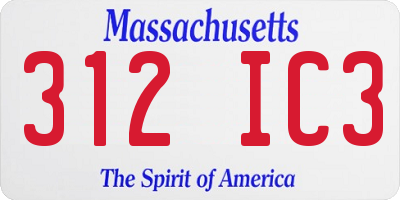 MA license plate 312IC3