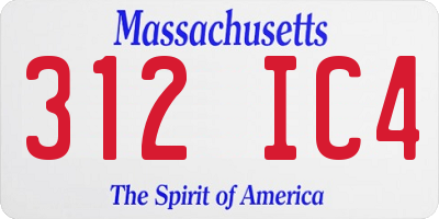 MA license plate 312IC4