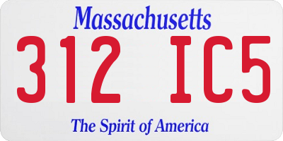 MA license plate 312IC5