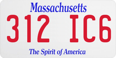 MA license plate 312IC6