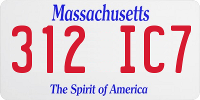 MA license plate 312IC7
