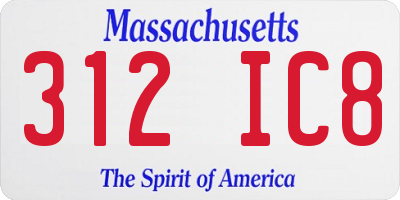 MA license plate 312IC8