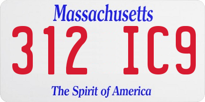 MA license plate 312IC9