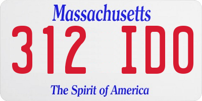 MA license plate 312ID0