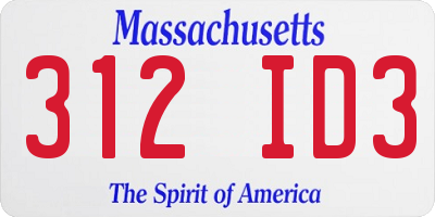 MA license plate 312ID3