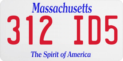 MA license plate 312ID5