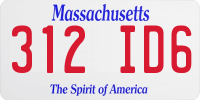 MA license plate 312ID6