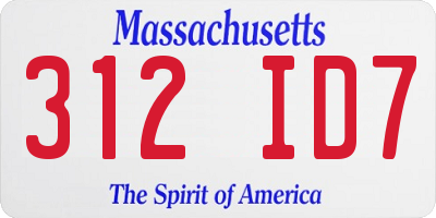 MA license plate 312ID7