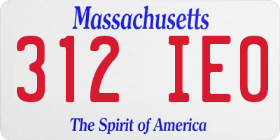 MA license plate 312IE0