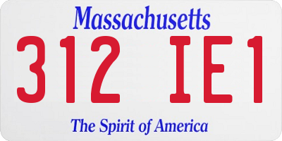 MA license plate 312IE1