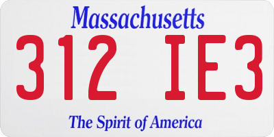 MA license plate 312IE3