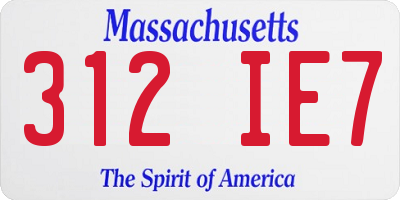 MA license plate 312IE7