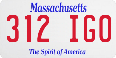 MA license plate 312IG0