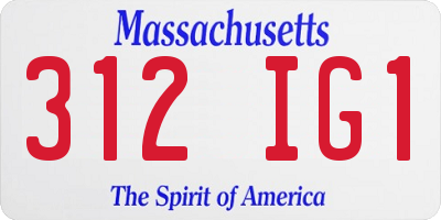MA license plate 312IG1