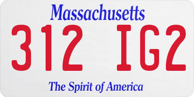 MA license plate 312IG2
