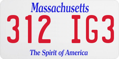 MA license plate 312IG3