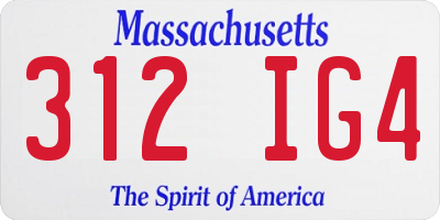MA license plate 312IG4