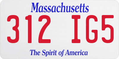 MA license plate 312IG5