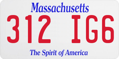 MA license plate 312IG6