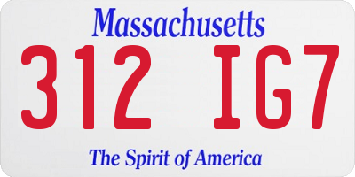 MA license plate 312IG7