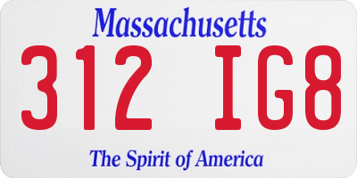 MA license plate 312IG8