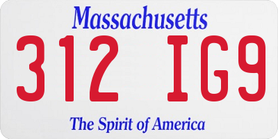 MA license plate 312IG9